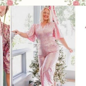 Ivy City Co Plus Size Bejeweled Sequin Jumpsuit - SIZE 1X